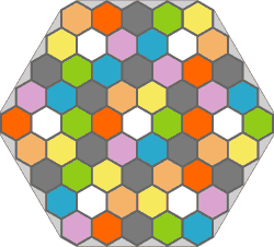 six-color hexagonal game board